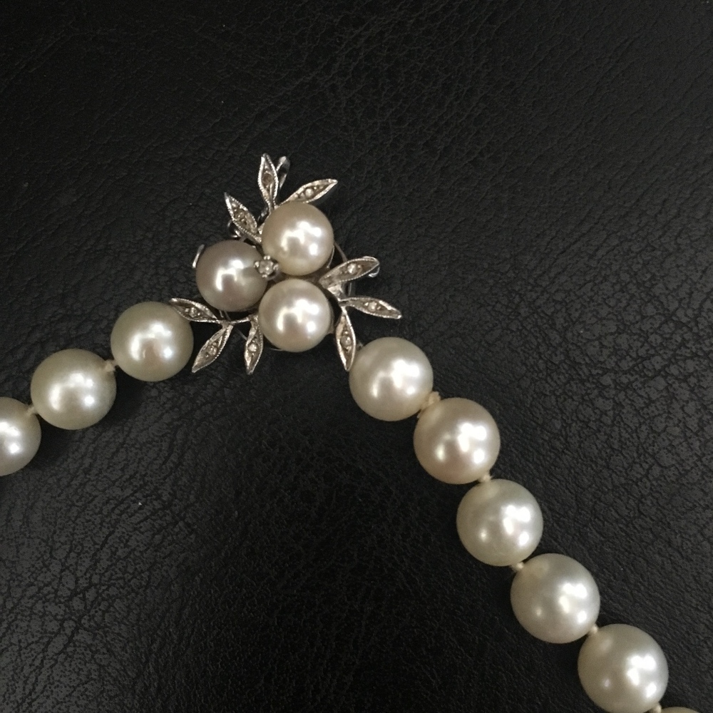 Vintage South Sea Pearl Necklace w Diamond Clasp - Picture 2 of 2